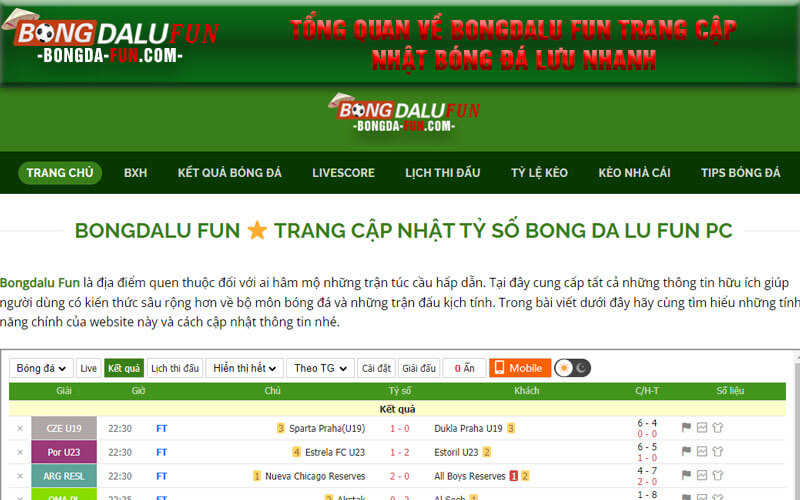 Tổng quan về Bongdalu Fun trang cập nhật bóng đá lưu nhanh